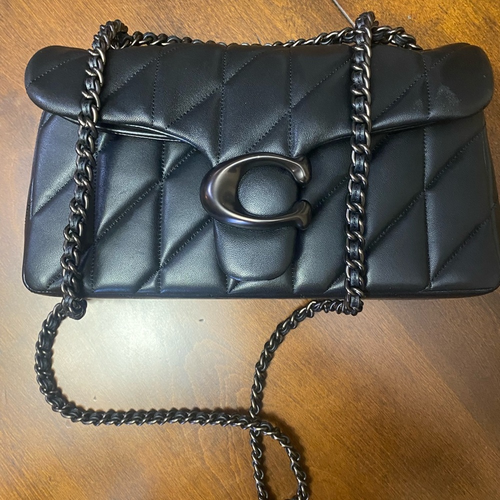 Coach Black Quilted Tabby SB26 Leather Shoulder Bag with Chain Straps